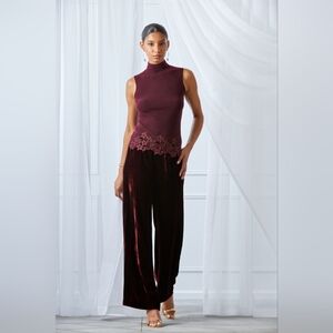 Elie Tahari Plisse Velvet Fluid Pant